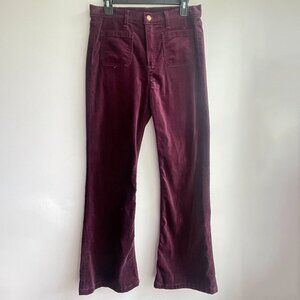 Gap High-Rise 70's Flare Velvet Pants Size 29R Size 8 Dark Maroon Burgundy